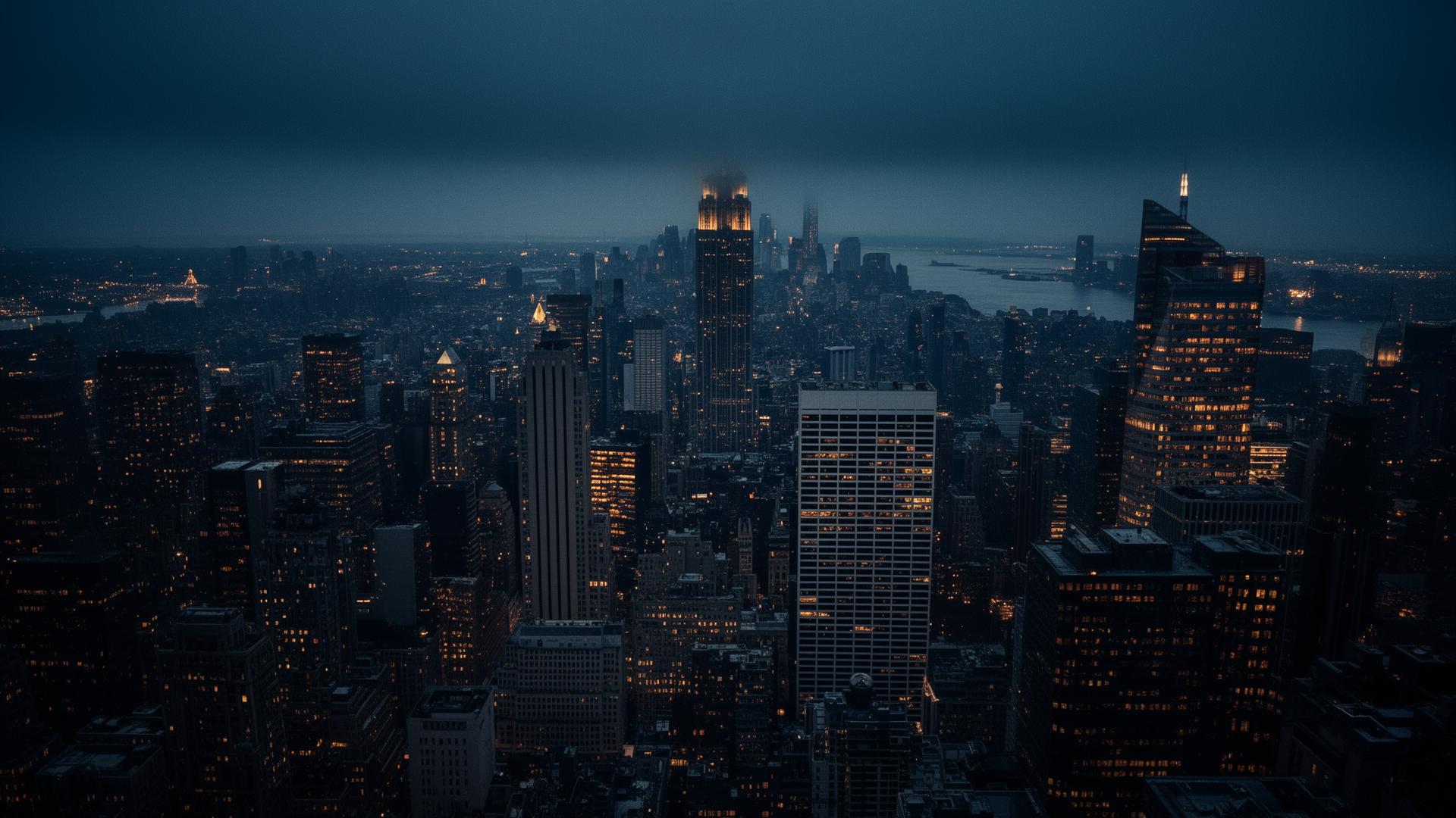 Skyline de Nova York à noite